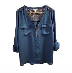 Candie's Lace Back Half Zip Top